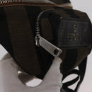 FENDI Pecan Canvas Body Bag Brown Black Silver Auth ka880-19