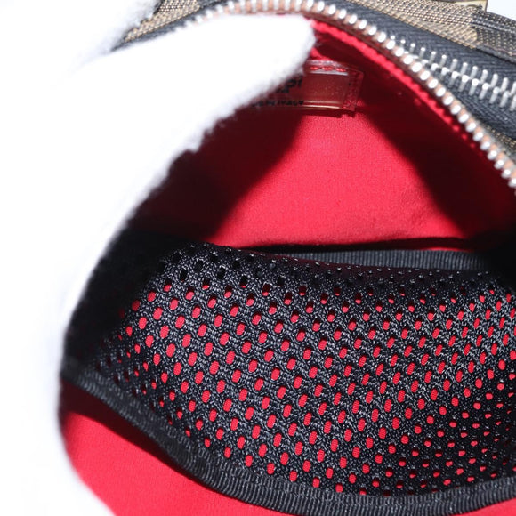 FENDI Pecan Canvas Body Bag Brown Black Silver Auth ka880