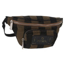 FENDI Pecan Canvas Body Bag Brown Black Silver Auth ka880-1