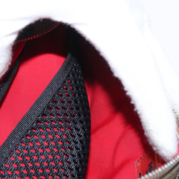 FENDI Pecan Canvas Body Bag Brown Black Silver Auth ka880