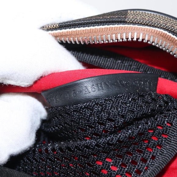 FENDI Pecan Canvas Body Bag Brown Black Silver Auth ka880