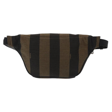 FENDI Pecan Canvas Body Bag Brown Black Silver Auth ka880 - 0