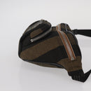 FENDI Pecan Canvas Body Bag Brown Black Silver Auth ka880-3