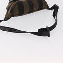 FENDI Pecan Canvas Body Bag Brown Black Silver Auth ka880-7
