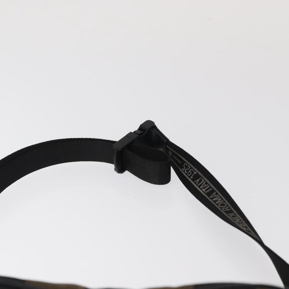 FENDI Pecan Canvas Body Bag Brown Black Silver Auth ka880