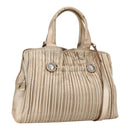 BVLGARI Hand Bag Leather 2way Gold Auth ka881-1
