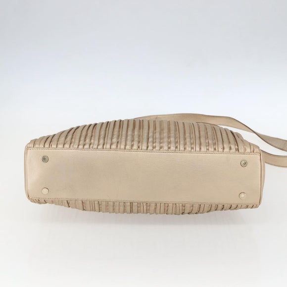 BVLGARI Hand Bag Leather 2way Gold Auth ka881