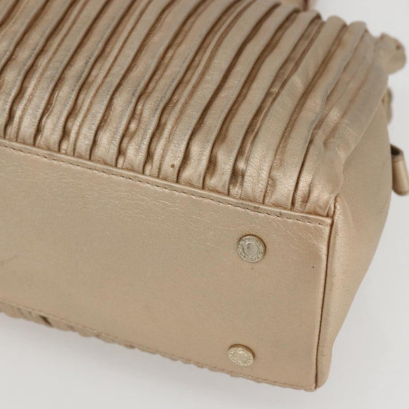 BVLGARI Hand Bag Leather 2way Gold Auth ka881