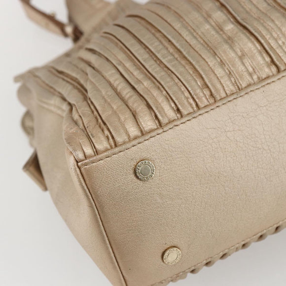 BVLGARI Hand Bag Leather 2way Gold Auth ka881