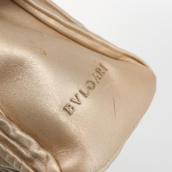 BVLGARI Hand Bag Leather 2way Gold Auth ka881