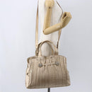 BVLGARI Hand Bag Leather 2way Gold Auth ka881-29