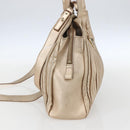 BVLGARI Hand Bag Leather 2way Gold Auth ka881-4