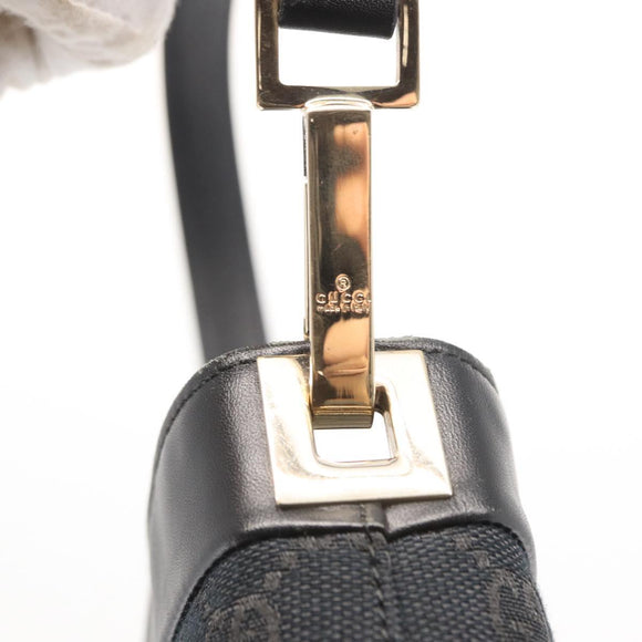 GUCCI GG Canvas Shoulder Bag Black Gold 001 4231 Auth ka883