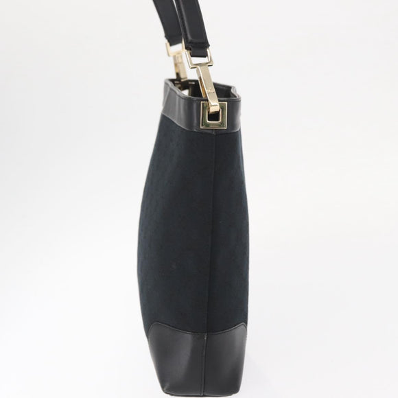 GUCCI GG Canvas Shoulder Bag Black Gold 001 4231 Auth ka883