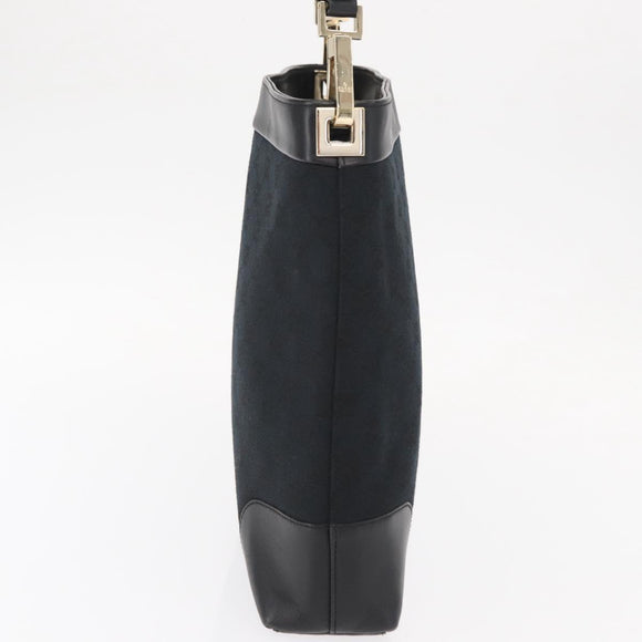 GUCCI GG Canvas Shoulder Bag Black Gold 001 4231 Auth ka883