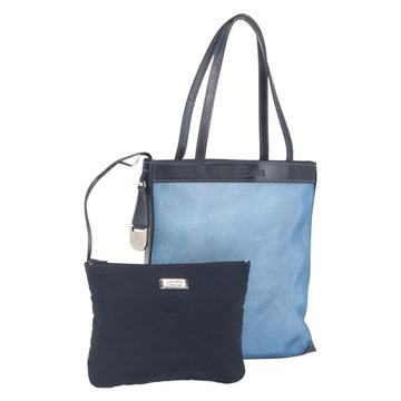 LOEWE Mesh Hand Bag Nylon Leather Blue Auth ka884