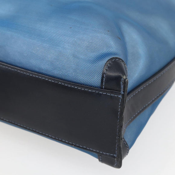 LOEWE Mesh Hand Bag Nylon Leather Blue Auth ka884