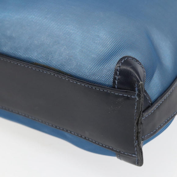 LOEWE Mesh Hand Bag Nylon Leather Blue Auth ka884