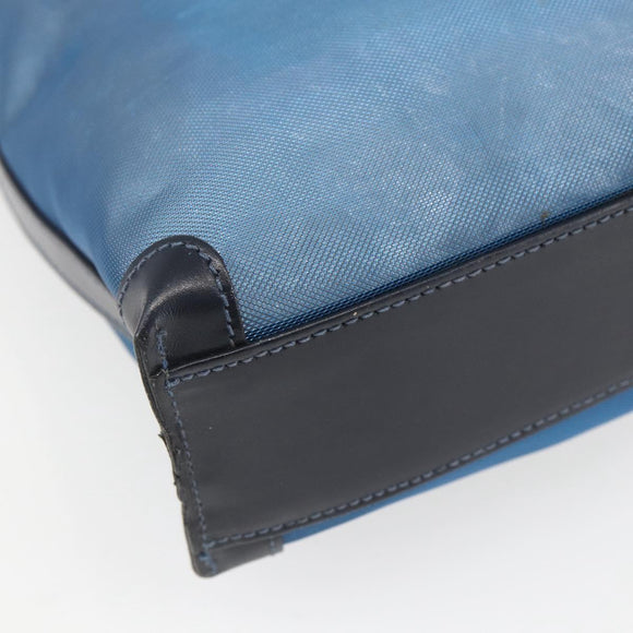 LOEWE Mesh Hand Bag Nylon Leather Blue Auth ka884