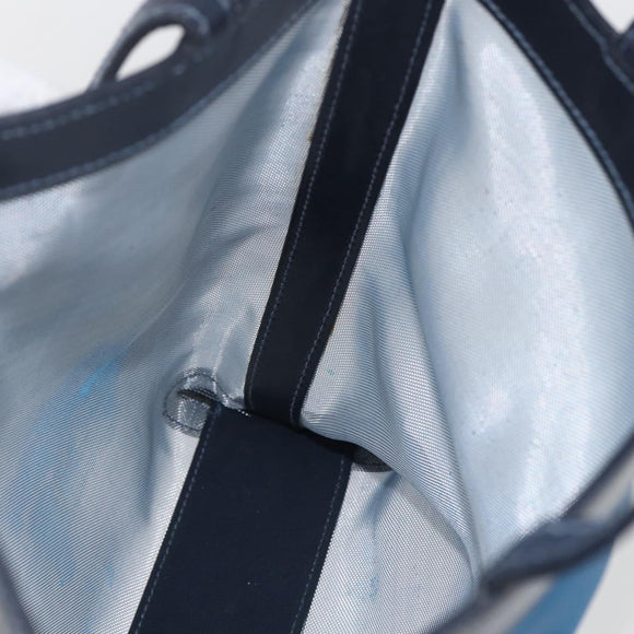 LOEWE Mesh Hand Bag Nylon Leather Blue Auth ka884