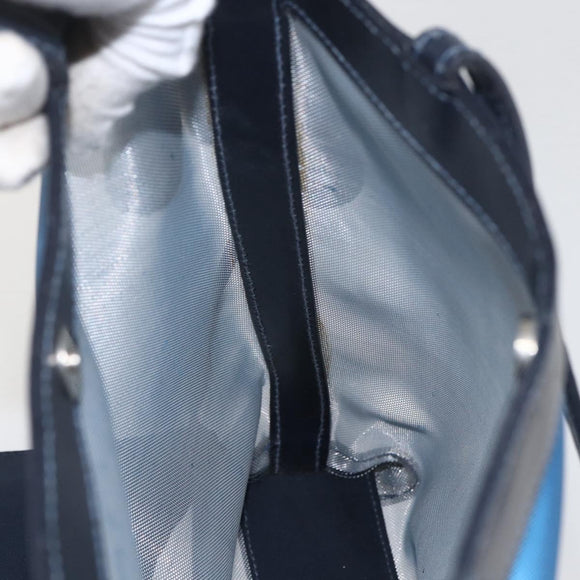 LOEWE Mesh Hand Bag Nylon Leather Blue Auth ka884