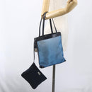 LOEWE Mesh Hand Bag Nylon Leather Blue Auth ka884-23