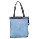 LOEWE Mesh Hand Bag Nylon Leather Blue Auth ka884-2