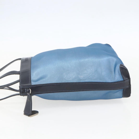 LOEWE Mesh Hand Bag Nylon Leather Blue Auth ka884