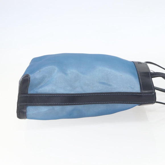LOEWE Mesh Hand Bag Nylon Leather Blue Auth ka884