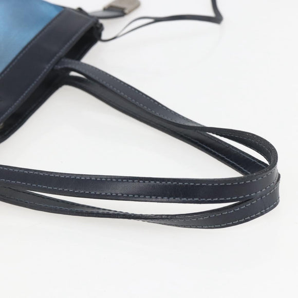 LOEWE Mesh Hand Bag Nylon Leather Blue Auth ka884