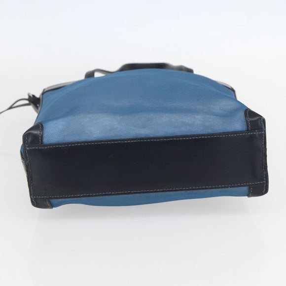 LOEWE Mesh Hand Bag Nylon Leather Blue Auth ka884