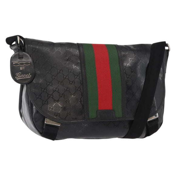 GUCCI GG Implementation Web Sherry Line Bag Black Silver 269376 Auth ka886