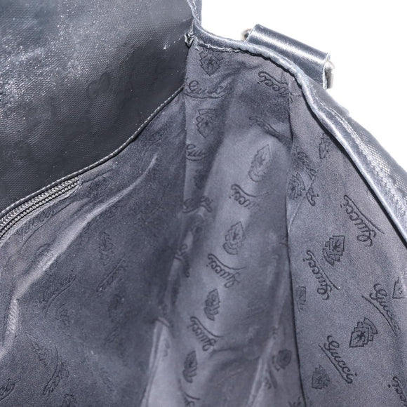 GUCCI GG Implementation Web Sherry Line Bag Black Silver 269376 Auth ka886