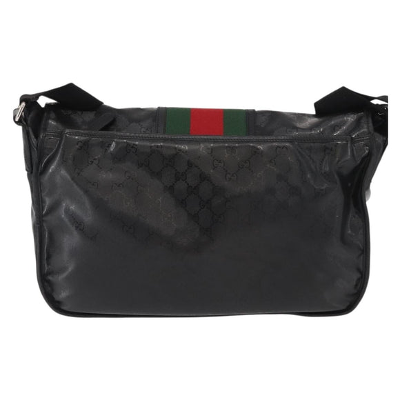 GUCCI GG Implementation Web Sherry Line Bag Black Silver 269376 Auth ka886