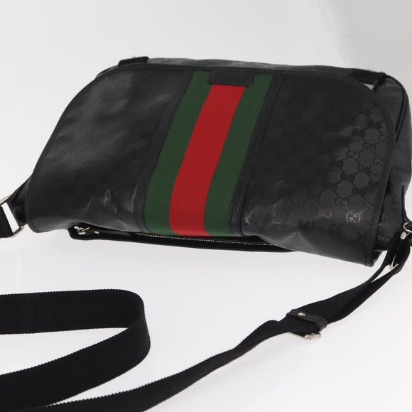 GUCCI GG Implementation Web Sherry Line Bag Black Silver 269376 Auth ka886