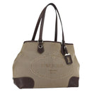 PRADA Tote Bag Canvas Beige Silver Auth ka887-1