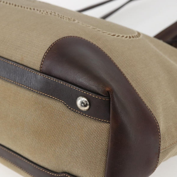 PRADA Tote Bag Canvas Beige Silver Auth ka887