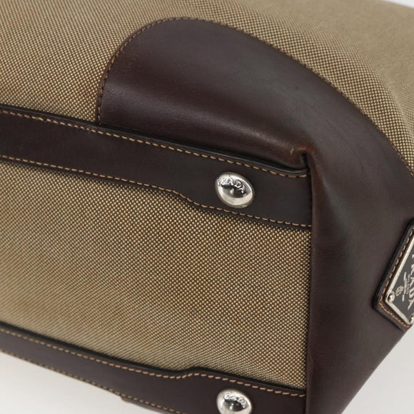 PRADA Tote Bag Canvas Beige Silver Auth ka887