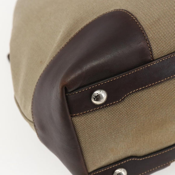 PRADA Tote Bag Canvas Beige Silver Auth ka887