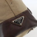 PRADA Tote Bag Canvas Beige Silver Auth ka887-17