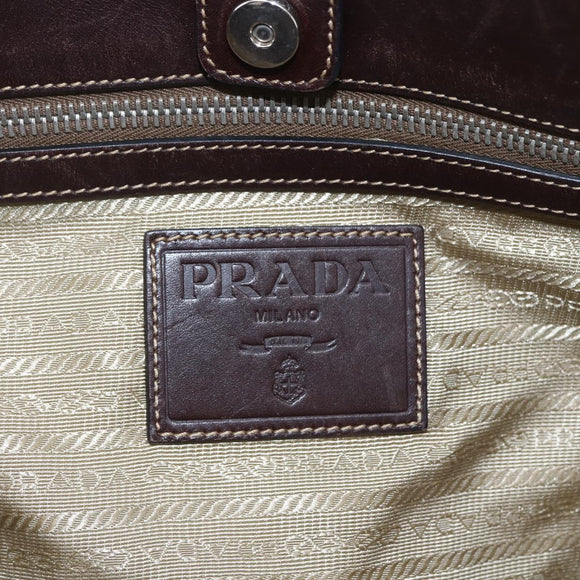 PRADA Tote Bag Canvas Beige Silver Auth ka887
