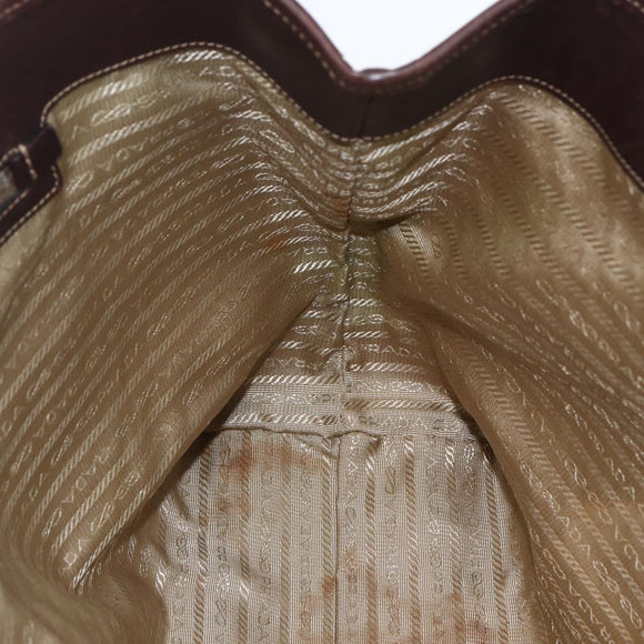 PRADA Tote Bag Canvas Beige Silver Auth ka887