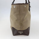 PRADA Tote Bag Canvas Beige Silver Auth ka887-3