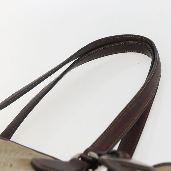PRADA Tote Bag Canvas Beige Silver Auth ka887