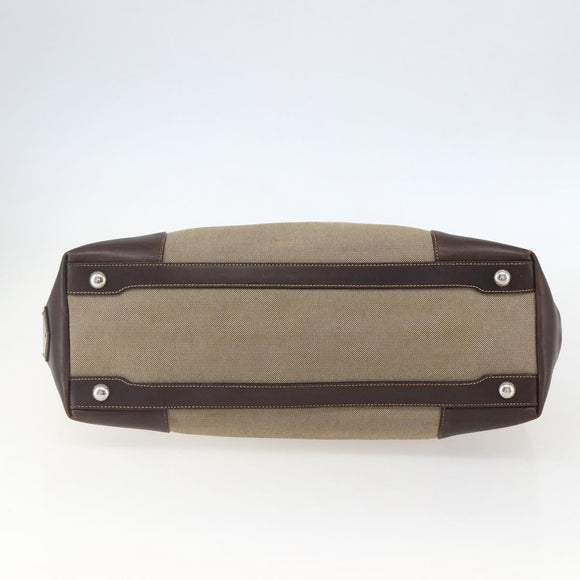 PRADA Tote Bag Canvas Beige Silver Auth ka887