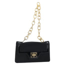 GIVENCHY Chain Shoulder Bag Satin Black Gold Auth ka890-1