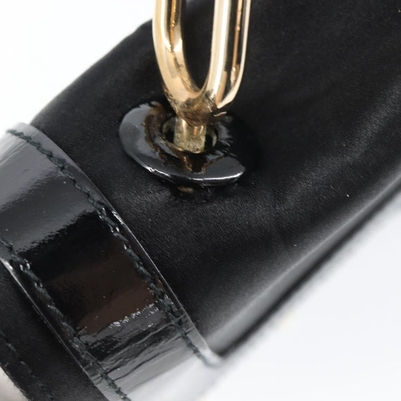 GIVENCHY Chain Shoulder Bag Satin Black Gold Auth ka890