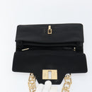 GIVENCHY Chain Shoulder Bag Satin Black Gold Auth ka890-16