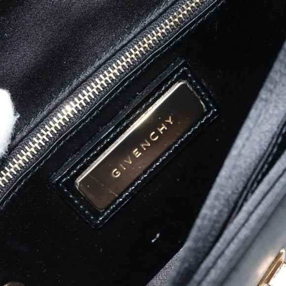GIVENCHY Chain Shoulder Bag Satin Black Gold Auth ka890