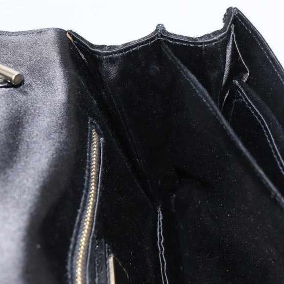 GIVENCHY Chain Shoulder Bag Satin Black Gold Auth ka890